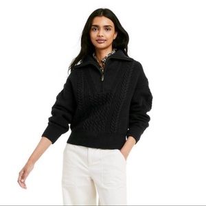 Nili lotan x Target NWT XS black quarter zip cable sweater